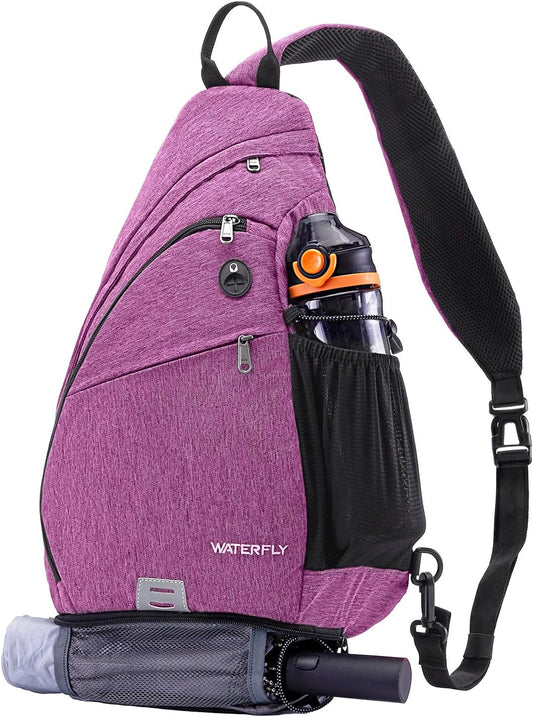 WATERFLY Large Crossbody Sling Bag: Over Shoulder Backpack Daypack Casual Cross Chest Side Pack