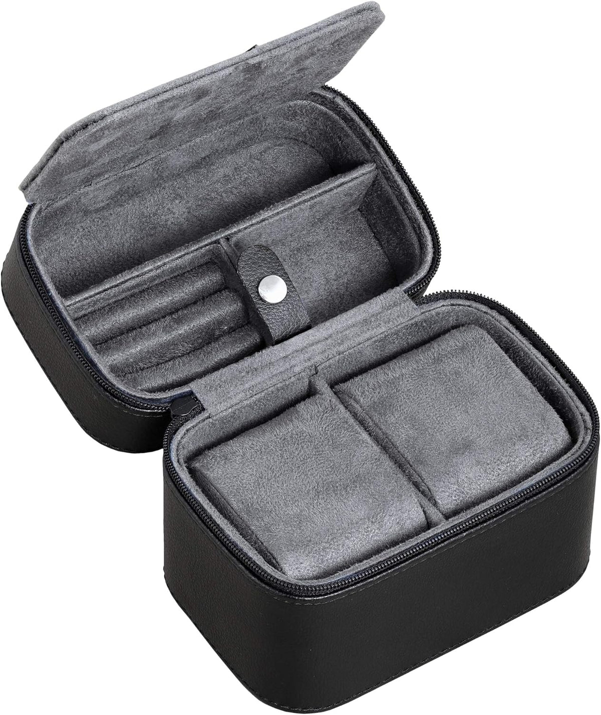 ROTHWELL Gift Box with 6 Slots Leather Watch Box and 2 Watches Travel Case - Storage Box Holder with Glass Top (Black/Grey Gift Box)