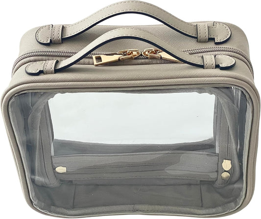 JAZD Clear Makeup Bag Toiletry Bag for Women Cosmetic Case Large Capacity Travel Make Up Bag Organizer Transparent Storage Compartment TSA Approved