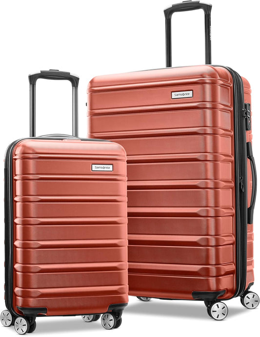 Samsonite Omni 2 Hardside Expandable Luggage with Spinner Wheels, 2-Piece Set (19/24), Brick Orange
