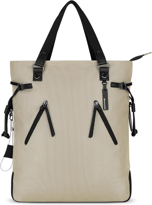 Sherpani Tempest, Anti Theft Convertible Backpack Tote, 14L Travel Backpack, Travel Gifts for Women, Handbags, RFID Protection, Metal Hardware, Fits 15” Laptop (No Sleeve) (Straw)