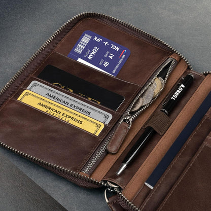 TORRO Travel Wallet – Genuine Leather Travel Organiser with Passport Holder and Detachable Cardholder