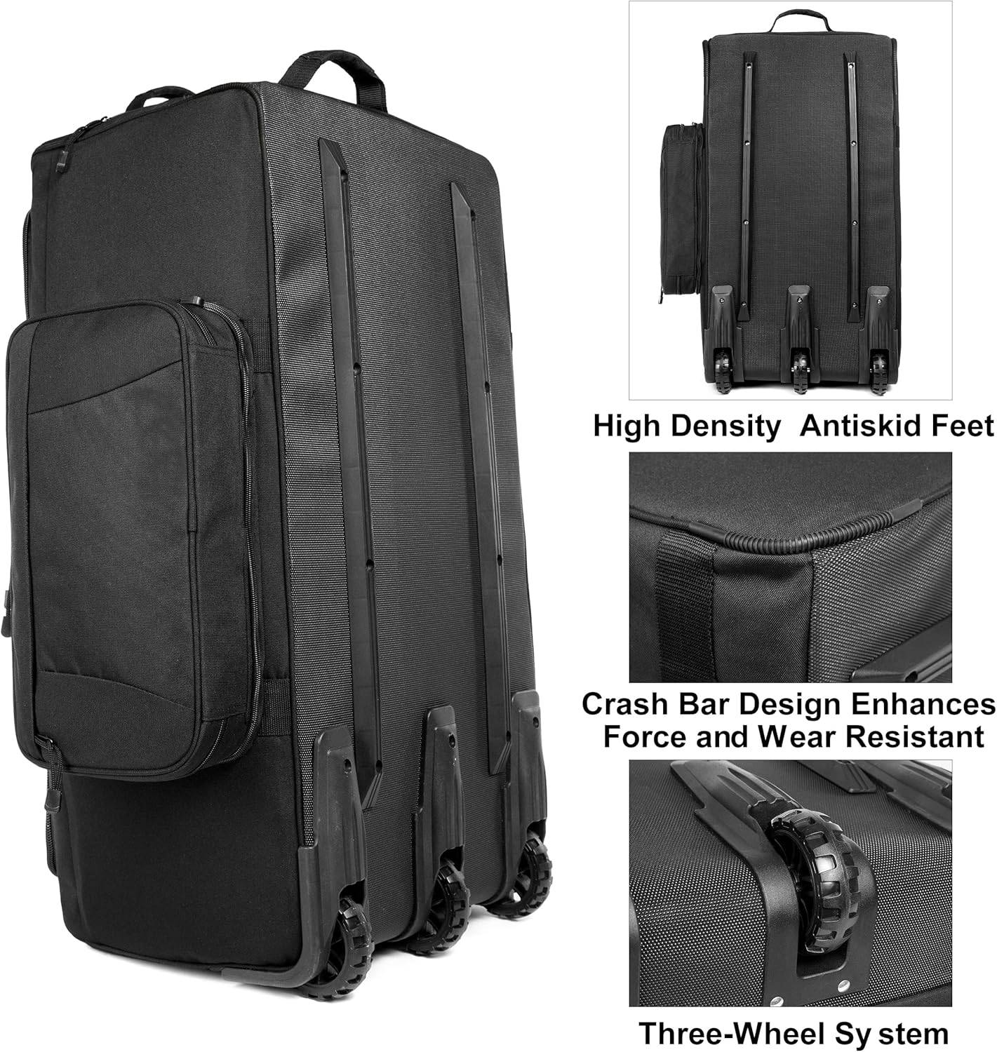 Mountain Land 120L Tactical Duffle Bag Rolling Duffle Bag with Wheels And Handle(Black)