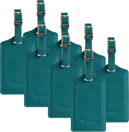 8 Pack Leather Luggage Travel Bag Tags by Travelambo
