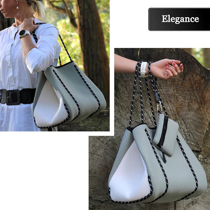 Pole Tribe Neoprene Tote - Large Beach, Gym, Travel Bag & Wallet, Water-Resistant, Durable, Lightweight, Sailor Rope Design