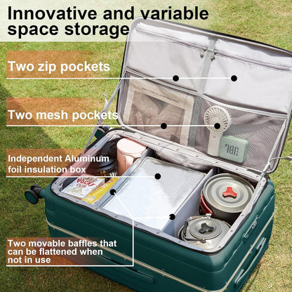 Hanke Multifunctional 26 Inch Hard Shell Suitcases with Wheels Travel Approved Luggage Large Rolling Suitcase Checked Luggage for Women Men(Blackish Green)