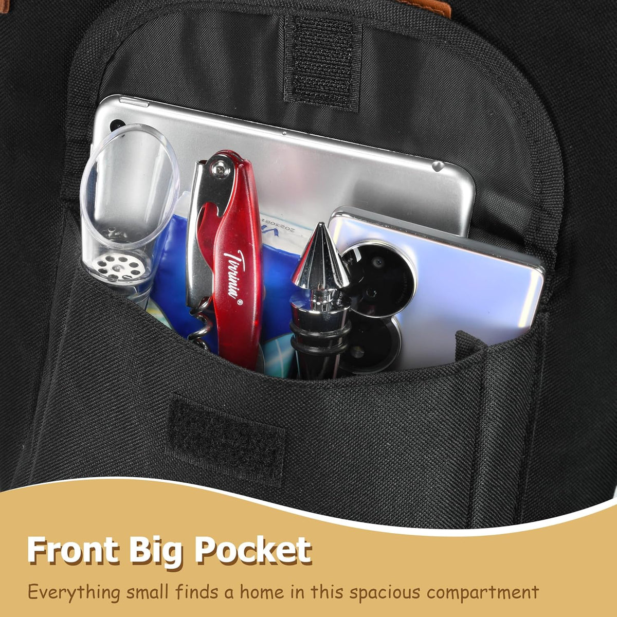 Tirrinia 2 Bottle Wine Gift Tote Carrier - Leakproof & Insulated with Large Pockets Wine Cooler Bag for Travel, Tasting, Party, Dinner