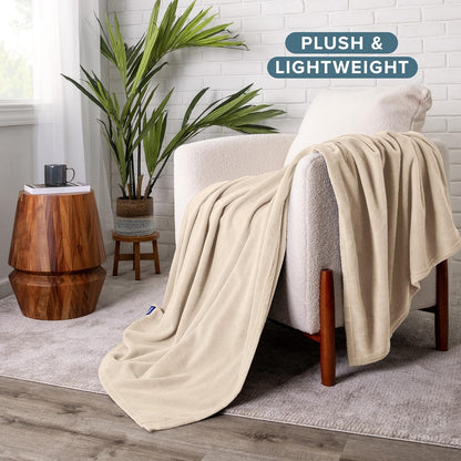 Bare Home Polar Fleece Blanket - King - Sand - Warm & Cozy - Premium Fleece - Throw for Bed, Sofa, Camping, Travel and Cold Nights - Lightweight Blanket (King, Sand)