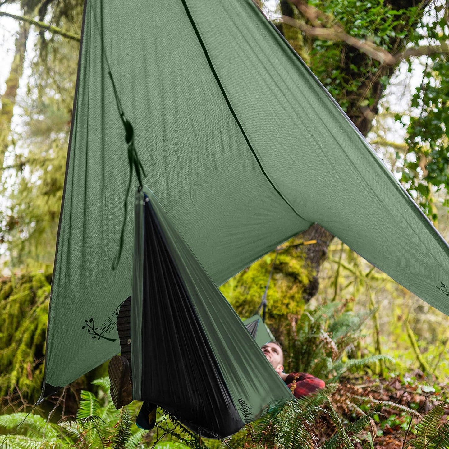 Wise Owl Outfitters Hammock Rain Fly – Waterproof Camping Tarp Cover with Tent Stakes & Carry Bag, Ultralight Shelter for Backpacking & Outdoor Shade
