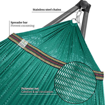 Tranquillo Combo x2 Hammocks with Stand for Outside & Tree Straps, Heavy Duty Hammock with Stand 600lbs for Indoor Outdoor Patio Backyard, x2 Hammocks for 2 Person, Portable Carrying Bags, Peacock