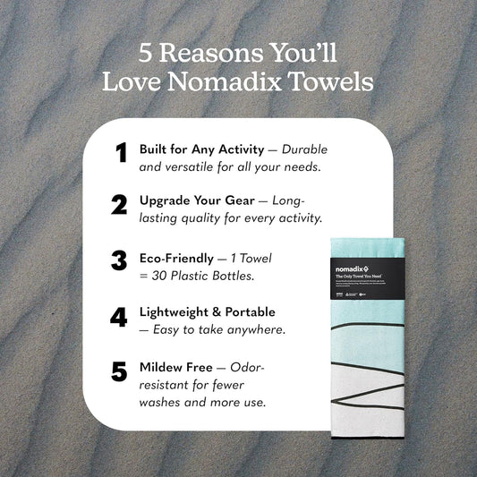 Nomadix Original Towel - Perfect for Beach, Pool, Travel, Camping, Yoga - Made with Recycled Materials - Super Absorbent - Sand Resistant