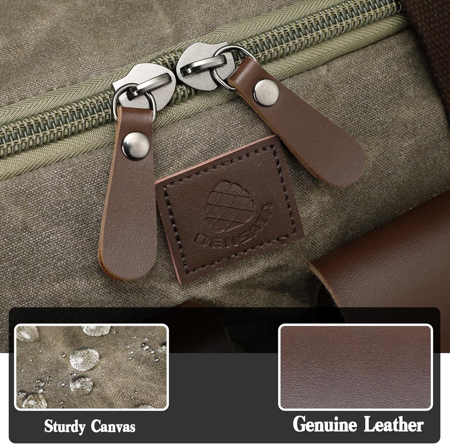 Waxed Canvas Duffle Bag for Men 60L Travel Duffel Bags Expandable Genuine Leather Duffel Overnight Weekender Carry On Bag Two Zipper Pockets Travel Bag (Vintage Grey, X Large-60L)