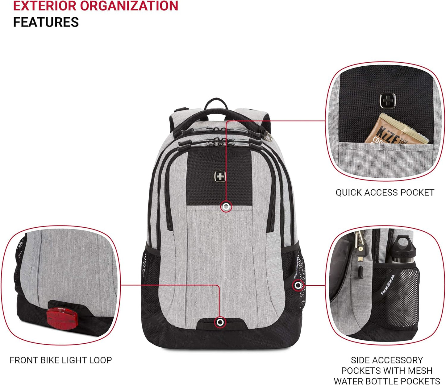 SwissGear Cecil 5505 Laptop Backpack, Heather Grey, 18-Inch