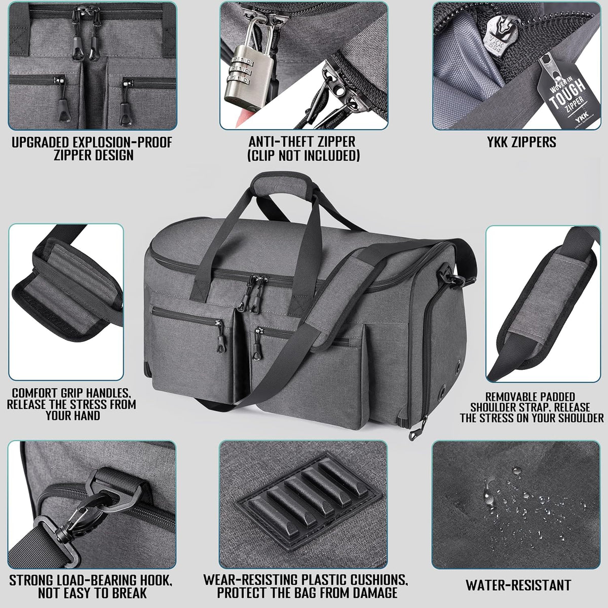 Convertible Garment Duffel Bag with Mesh Storage Bag, Water-Resistance Carry On Garment Bag with Suit Compartment, 2 in 1 Hanging Suit Travel Bag