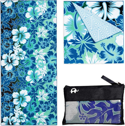 Elite Trend Quick Dry Towel Large 63x31 Inch - Microfiber Beach Towel - Perfect for Beach, Travel, Swimming, Pool, Yoga, Hiking, Camping - Lightweight, Fast Drying, Compact for Adults (Hibi)