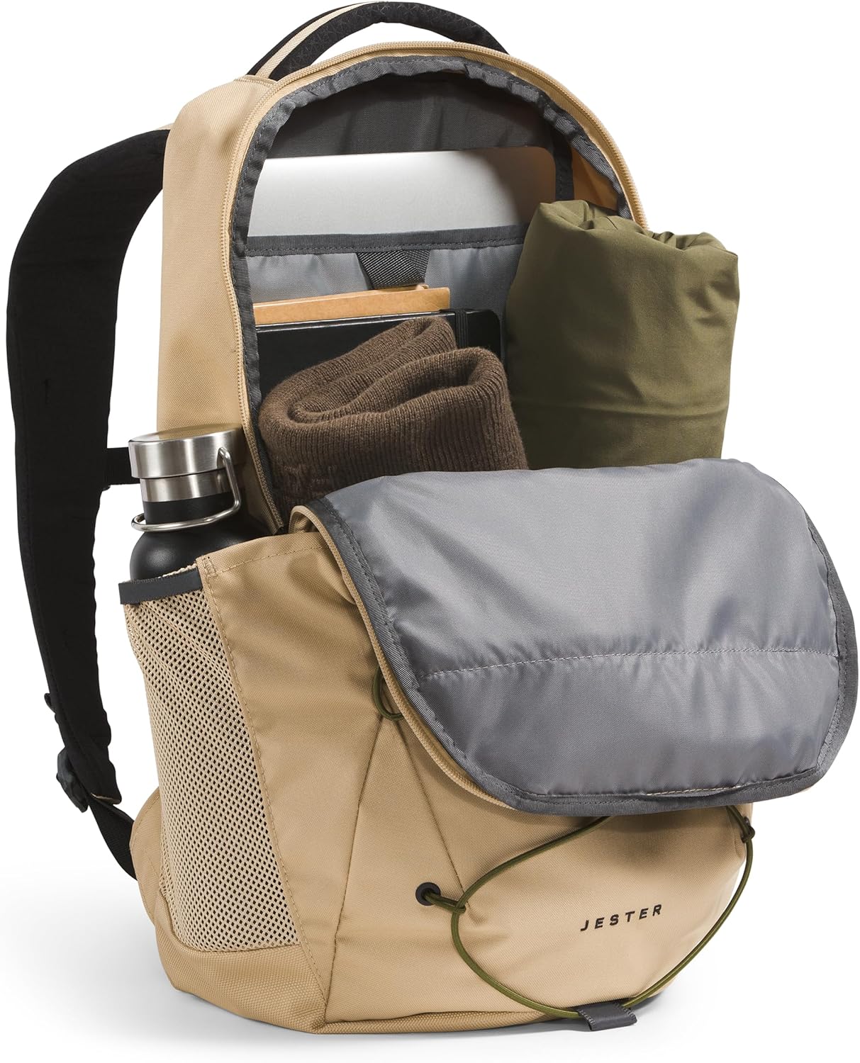 THE NORTH FACE Jester Everyday Laptop Backpack | Commuter Daypack with Water Repellent Finish, 16" Laptop Sleeve, Huge Main Compartment, Khaki Stone/Forest Olive, One Size