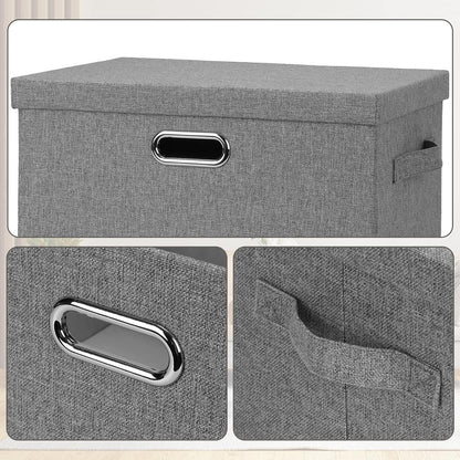 Large 17" 36 Quart Collapsible Stackable Storage Bins with Lids, 5 Packs Gray Foldable Fabric Closet Storage Boxes with Lids, Heavy-duty Linen Cube Baskets(17 x 12 x 11)