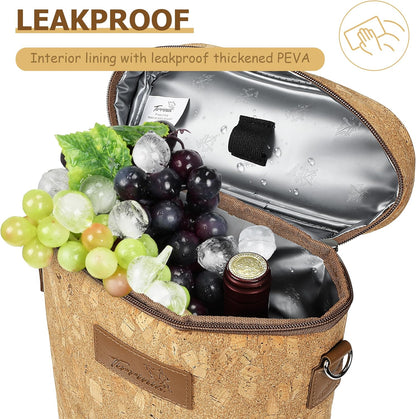 Tirrinia 2 Bottle Wine Gift Tote Carrier - Leakproof & Insulated Padded Versatile Wine Cooler Bag for Travel, BYOB Restaurant, Wine Tasting, Party, Dinner,Gift for Wine Lovers, Cork