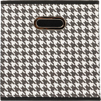 Household Essentials Fabric Storage Bins 6 Piece Set, Houndstooth White and Black