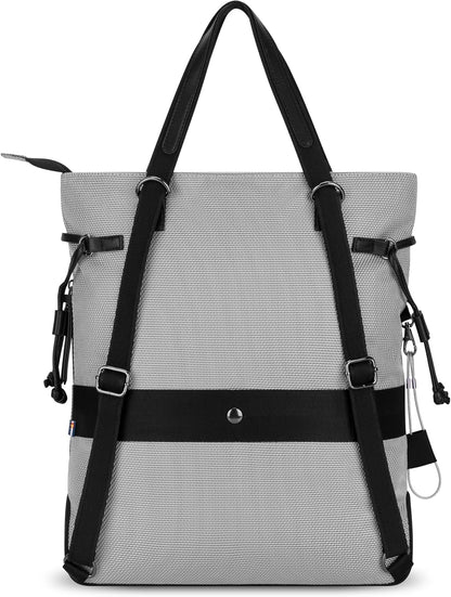 Sherpani Tempest, Anti Theft Convertible Backpack Tote, 14L Travel Backpack, Travel Gifts for Women, Handbags, RFID Protection, Metal Hardware, Fits 15” Laptop (No Sleeve) (Sterling)