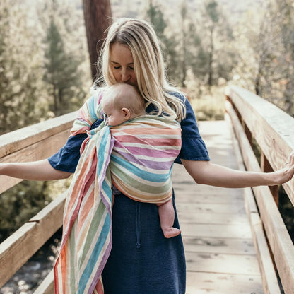 Hip Baby Wrap Ring Sling Baby Carrier for Infants and Toddlers - 100% Soft Cotton Baby Wraps Carrier for Babies 8-35 lbs - Perfect Baby Shower Gifts Moms and Dads - Nursing Cover (Mediterranean)