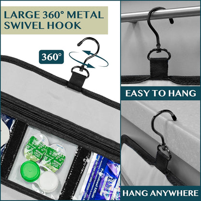 PAVILIA Travel Hanging Toiletry Bag for Women Men, Large Capacity Makeup Bag Kit, Waterproof Cosmetic Storage Organizer Case for Bathroom Shower