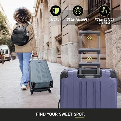 Kenneth Cole REACTION Out of Bounds Lightweight Hardshell 4-Wheel Spinner Luggage, Smokey Purple, 3-Piece Set (20", 24", & 28")