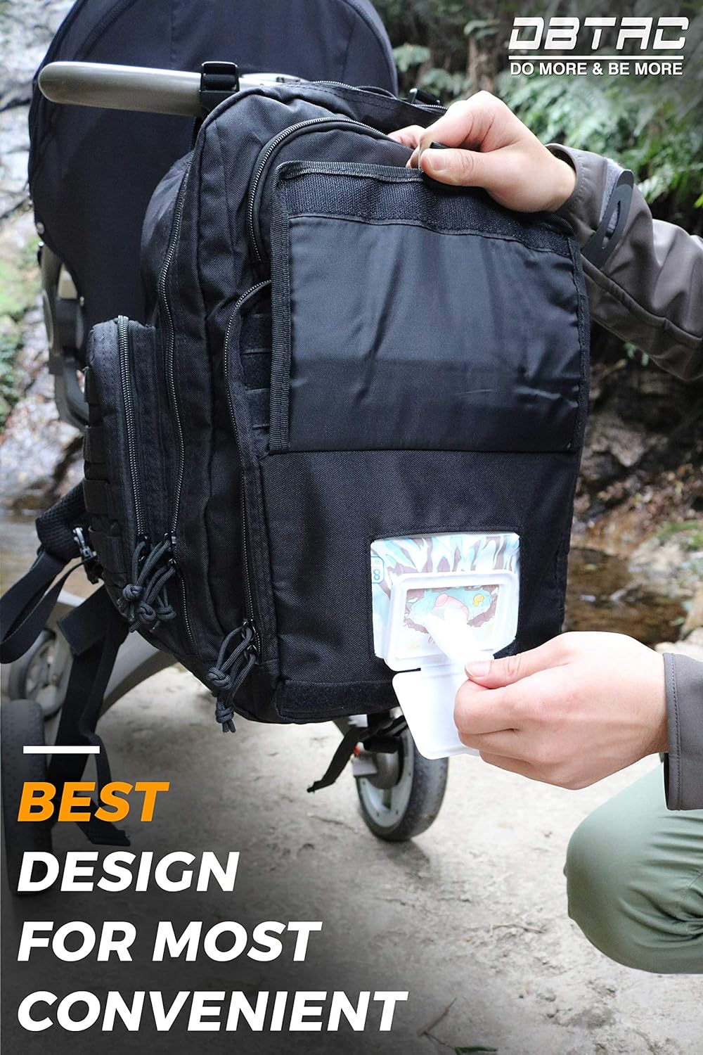 Diaper Bag Backpack for Dad, DBTAC Large Baby Nappy Bag for Men w/Changing Mat, Insulated+Wipe Pockets, Stroller Straps, Black