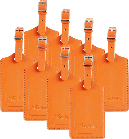 8 Pack Leather Luggage Travel Bag Tags by Travelambo