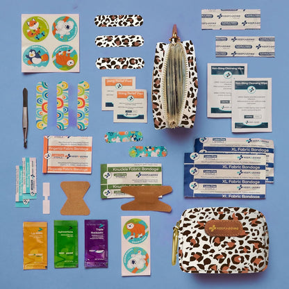 KeepGoing Small Travel First Aid Kit Kids – 60 Pc. Mini First Aid Kit for Purse, Diaper Bag, & Backpack with Latex-Free Bandages – 4 Oz., & 4.5 x 3.5 x 2 in, TSA-Approved
