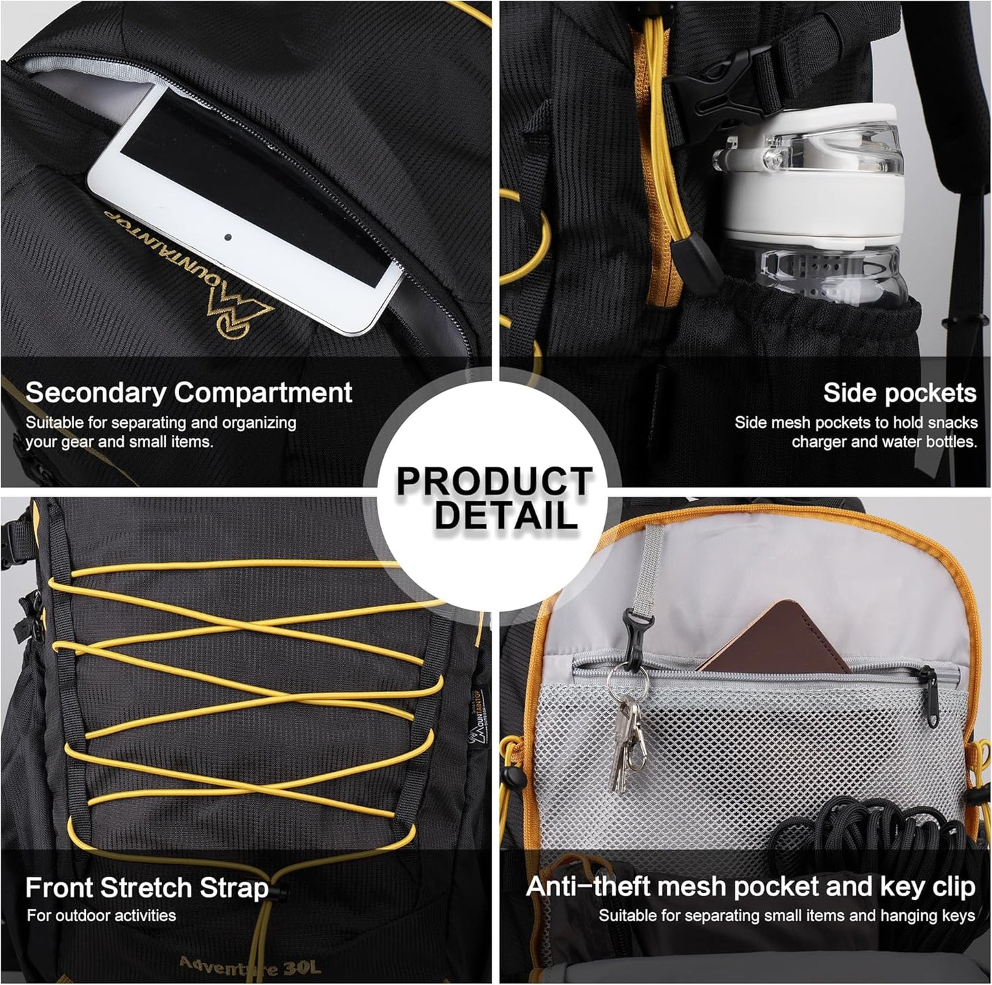 MOUNTAINTOP Hiking Backpack,30L Camping Backpack, Men Women Hiking Daypack Lightweight Travel Backpack for Camping Climbing Skiing Cycling