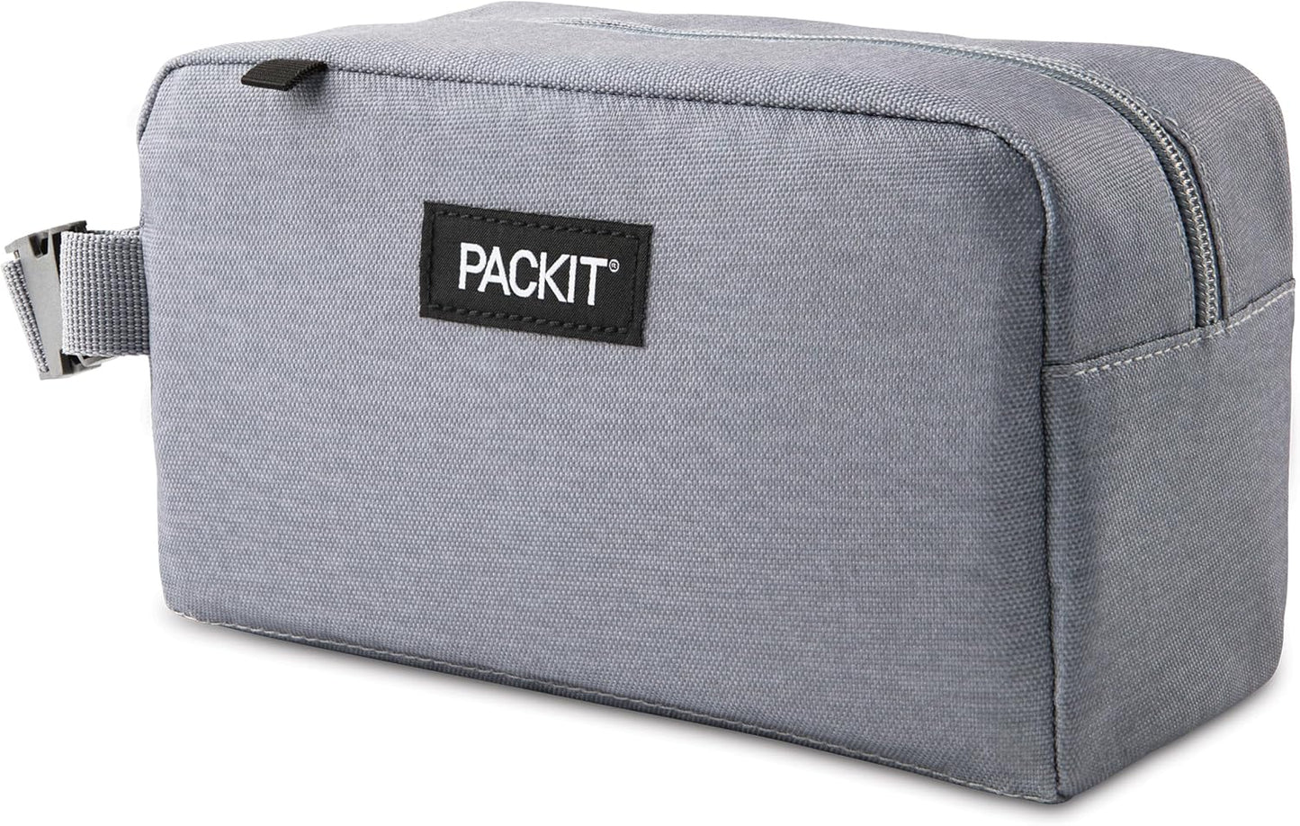 PackIt® Freezable Snack Box, Gray Fog, Built with ECOFREEZE® Technology, Collapsible, Reusable, Zip Closure with Buckle Handle, Designed For Work Snacks, Fresh Snacks On the Go, Adults, and All Ages