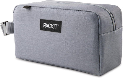 PackIt® Freezable Snack Box, Gray Fog, Built with ECOFREEZE® Technology, Collapsible, Reusable, Zip Closure with Buckle Handle, Designed For Work Snacks, Fresh Snacks On the Go, Adults, and All Ages
