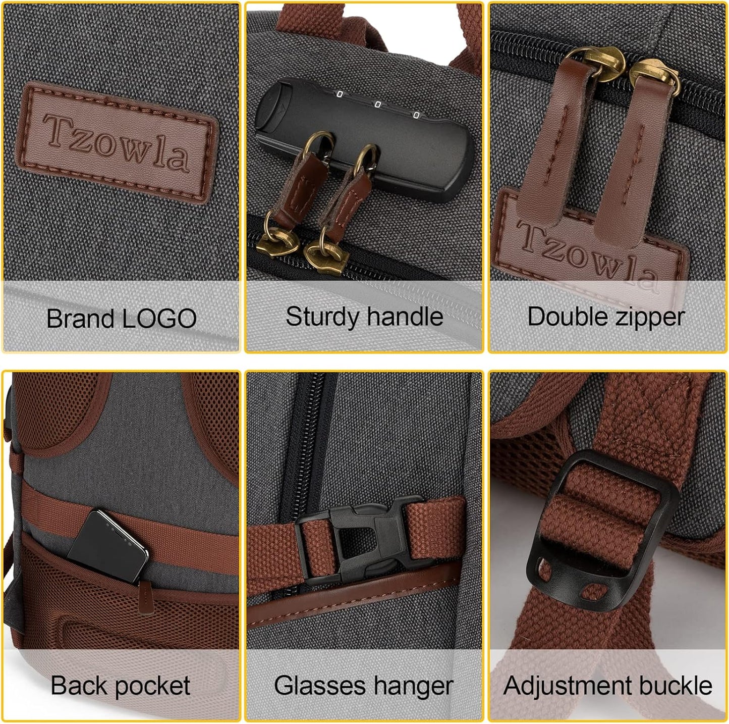 Canvas Laptop Backpack-Anti Theft Bag for Men Women,Rucksack Fits 15.6Inch Laptop, Work Travel with USB Charging Port and Lock