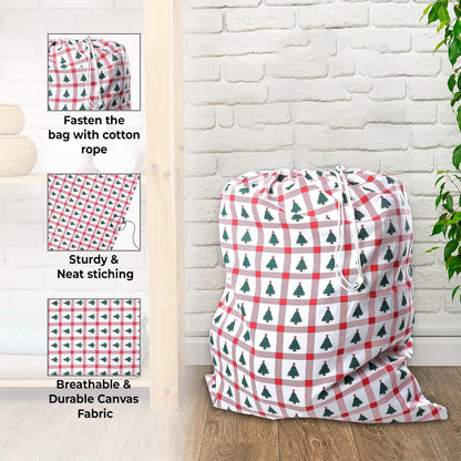 Urban Villa Laundry Bag Canvas|Dirty Clothes Travel Laundry Bag|Machine Washable|Reusable College Hostel Hamper Liner Bag for Garments Delicates Drawstring Closure 1 Pack Tree Print|Size 28X36 Inches