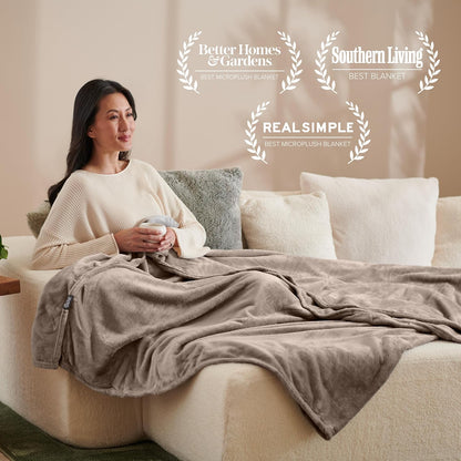 Bare Home Fleece Blanket - Twin/Twin Extra Long - Ultra-Soft Lightweight for Bed, Sofa, and Couch - Luxury Microplush - Cozy Warm Blanket (Twin/Twin XL, Taupe)