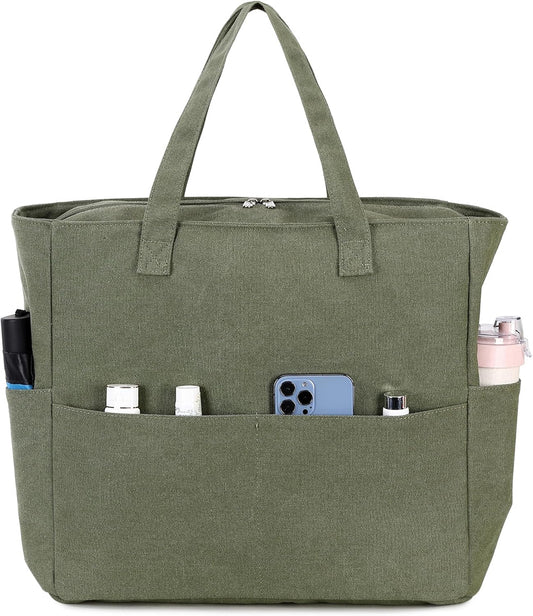 LEDAOU Large Beach Tote Bag Women Waterproof Sandproof Zipper Beach Tote Bag for Pool Gym Grocery Travel with Wet Pocket