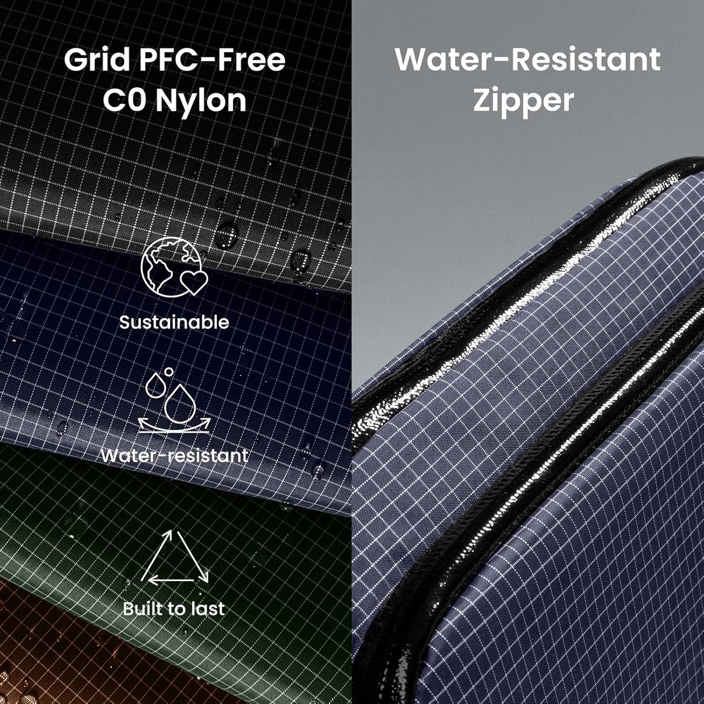 tomtoc Electronic Organizer Travel Case Performance, Water Resistant Dual Compartment Cable Organization Storage Bag for Charger, Cord, Phone, Hard Drive, Power Bank, Accessories Travel Essentials