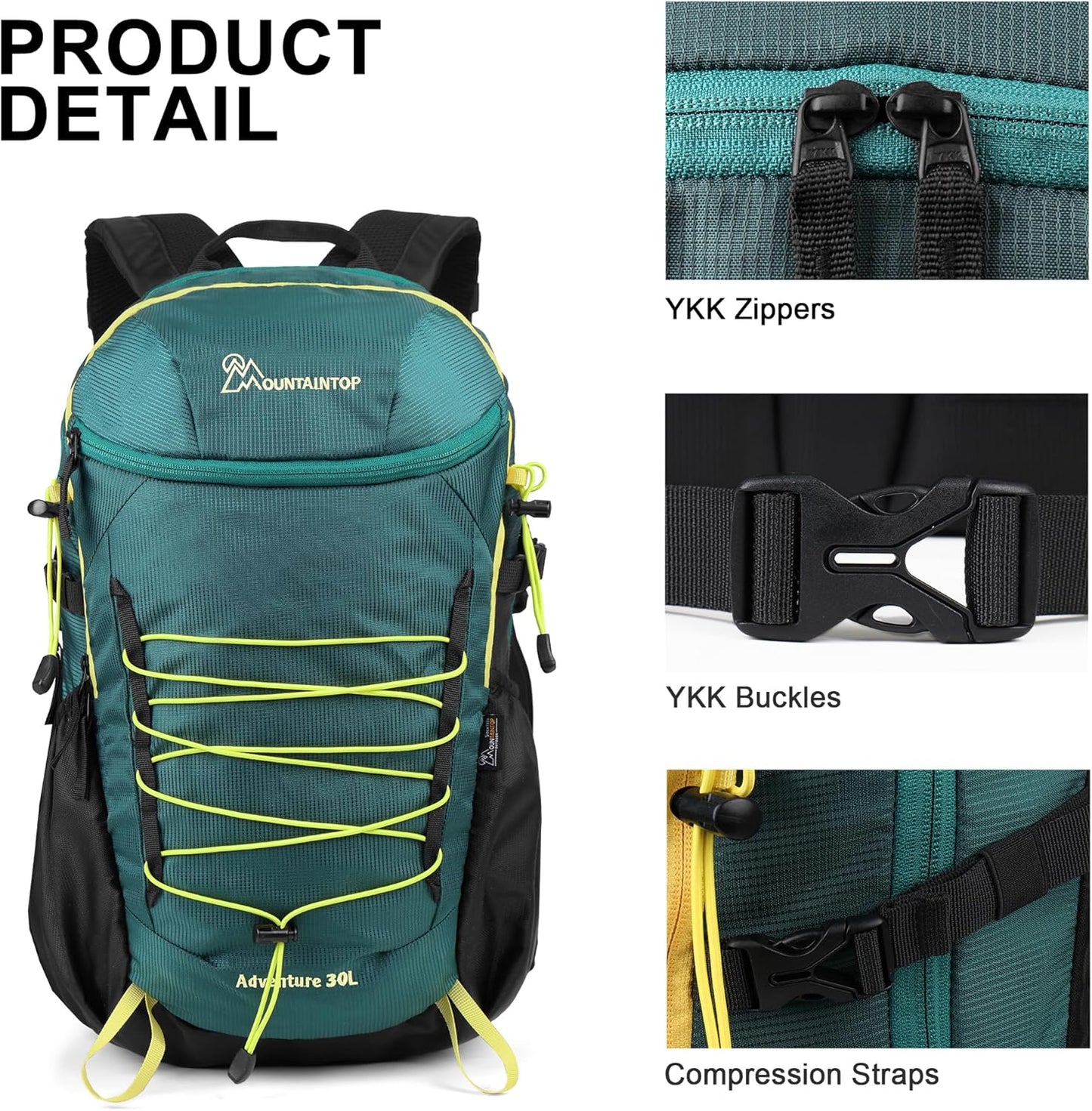 MOUNTAINTOP Hiking Backpack,30L Camping Backpack, Men Women Hiking Daypack Lightweight Travel Backpack for Camping Climbing Skiing Cycling