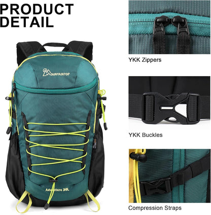 MOUNTAINTOP Hiking Backpack,30L Camping Backpack, Men Women Hiking Daypack Lightweight Travel Backpack for Camping Climbing Skiing Cycling