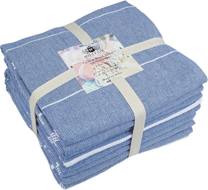 HILLFAIR Cotton Turkish Beach Towels, Quick Dry Lightweight Sand Free Peshtemal Towel for Bath Swim Yoga Spa Travel, Beach Accessories, Oversized Cotton Turkish Towels (39 x 72 inch- 4 Pack Blue)