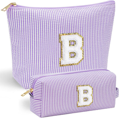 YOOLIFE Bridesmaid Gifts for Women - Cute Purple Makeup Bag for Women Friends | Make Up Cosmetic Travel Toiletry Bag for Bride Maid Matron of Honor Bridal Shower Personalized Bachelorette Gift B
