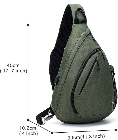 Water-Proof Sling bag/Crossbody Backpack/Shoulder Bag with USB Charging Port for Travel, Hiking, Cycling, Camping