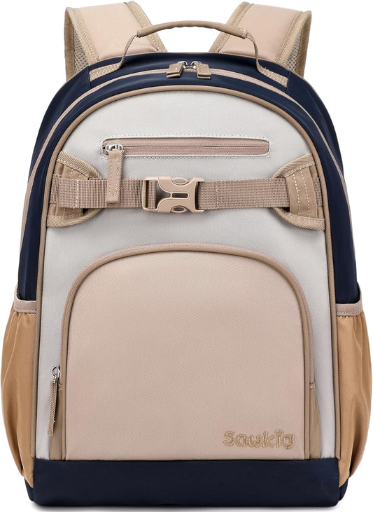 Lightweight Kids Backpack for School Kindergarten Elementary Backpacks for Boys Ages 6-8-10 (Brown Gray)