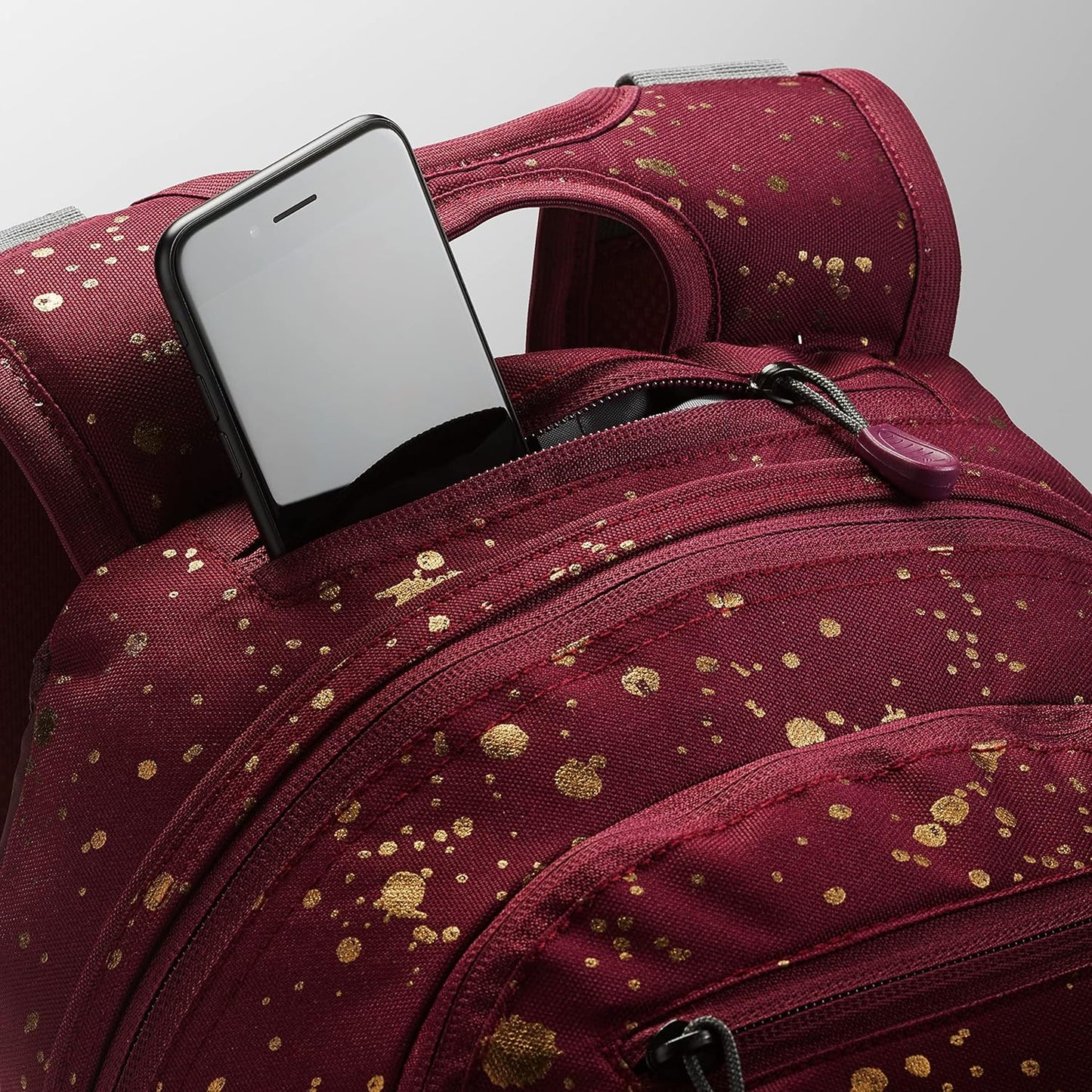 High Sierra Loop Backpack, Travel, or Work Bookbag with tablet sleeve, One Size, Copper Splatter/Maroon