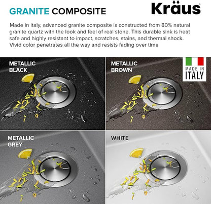 KRAUS Bellucci 18-inch Granite Workstation Drop In Top Mount Single Bowl - Image 7