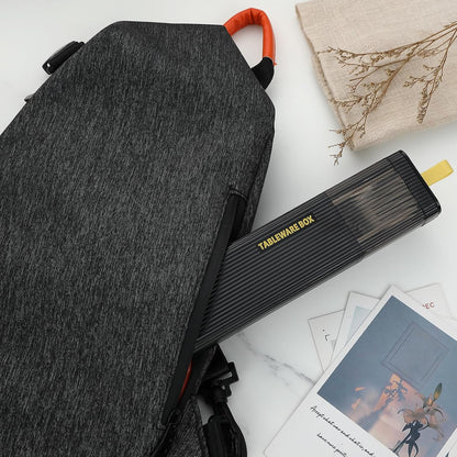 DEVICO Travel Utensils with Case, 18/8 Stainless Steel Reusable Silverware Set for Lunch Box, Portable Cutlery Set, Fork and Spoon Set for Camping, Lunch, Picnic, Workplace, School (Black)