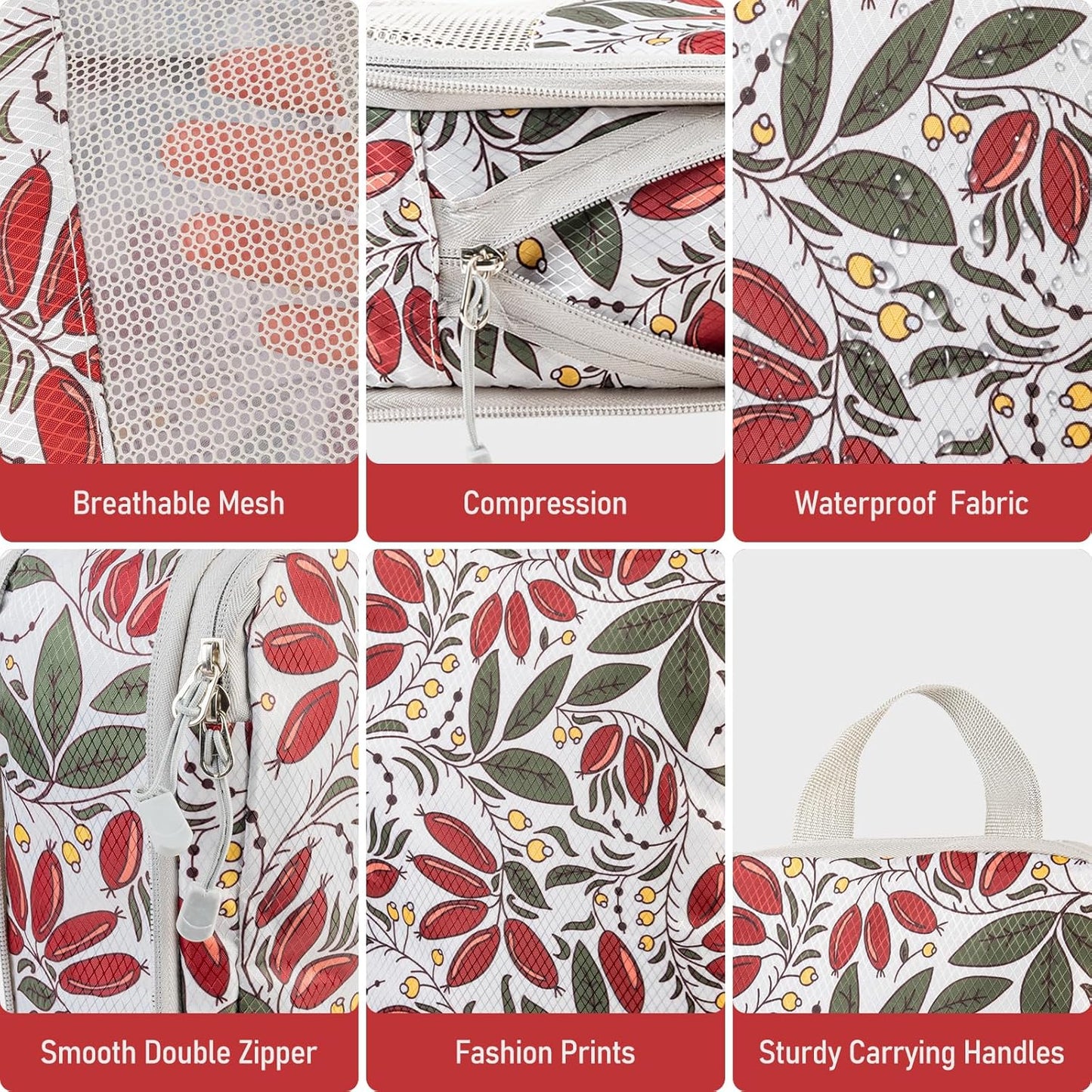 4-Piece Packing Cube Set - Lightweight Luggage Organizers for Travel, Vacation and Suitcases - Durable Accessories with Compression