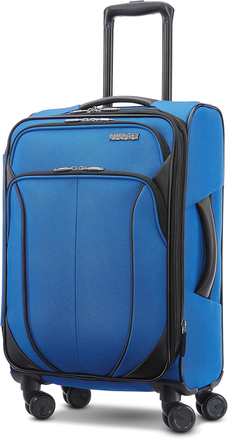 American Tourister 4 KIX 2.0 Expandable Softside Luggage with Spinner Wheels, 20 SPINNER, CLASSIC BLUE