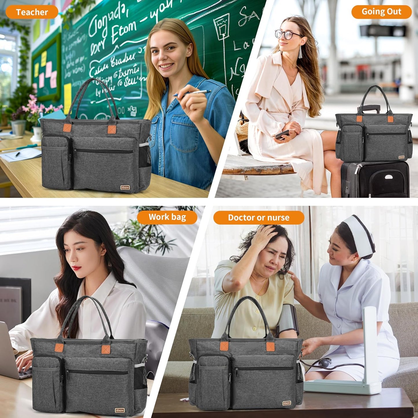 Laptop Tote Bag, Middle Size Computer Messenger Teacher Bag with 15.6'' Padded Laptop Sleeve